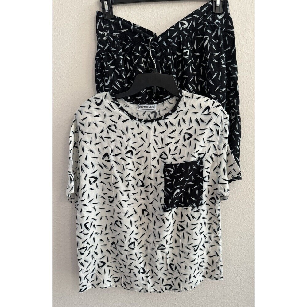 VINTAGE Women's California Krush 2 PC Outfit black & white travel beach size L